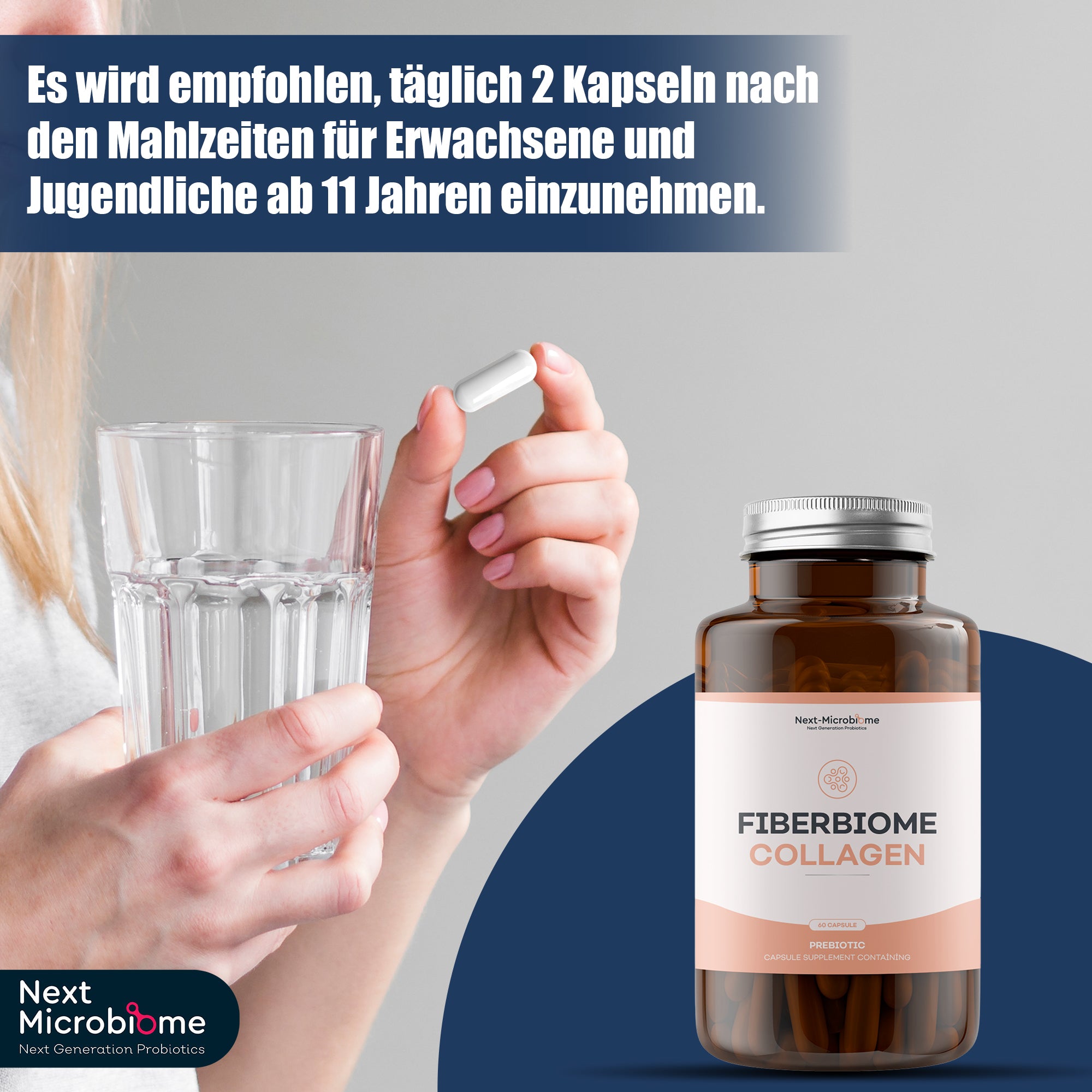 Fiberbiome-Collagen – Kollagen & Präbiotika für Darm- und Körpergesundheit, 60 Kapseln
