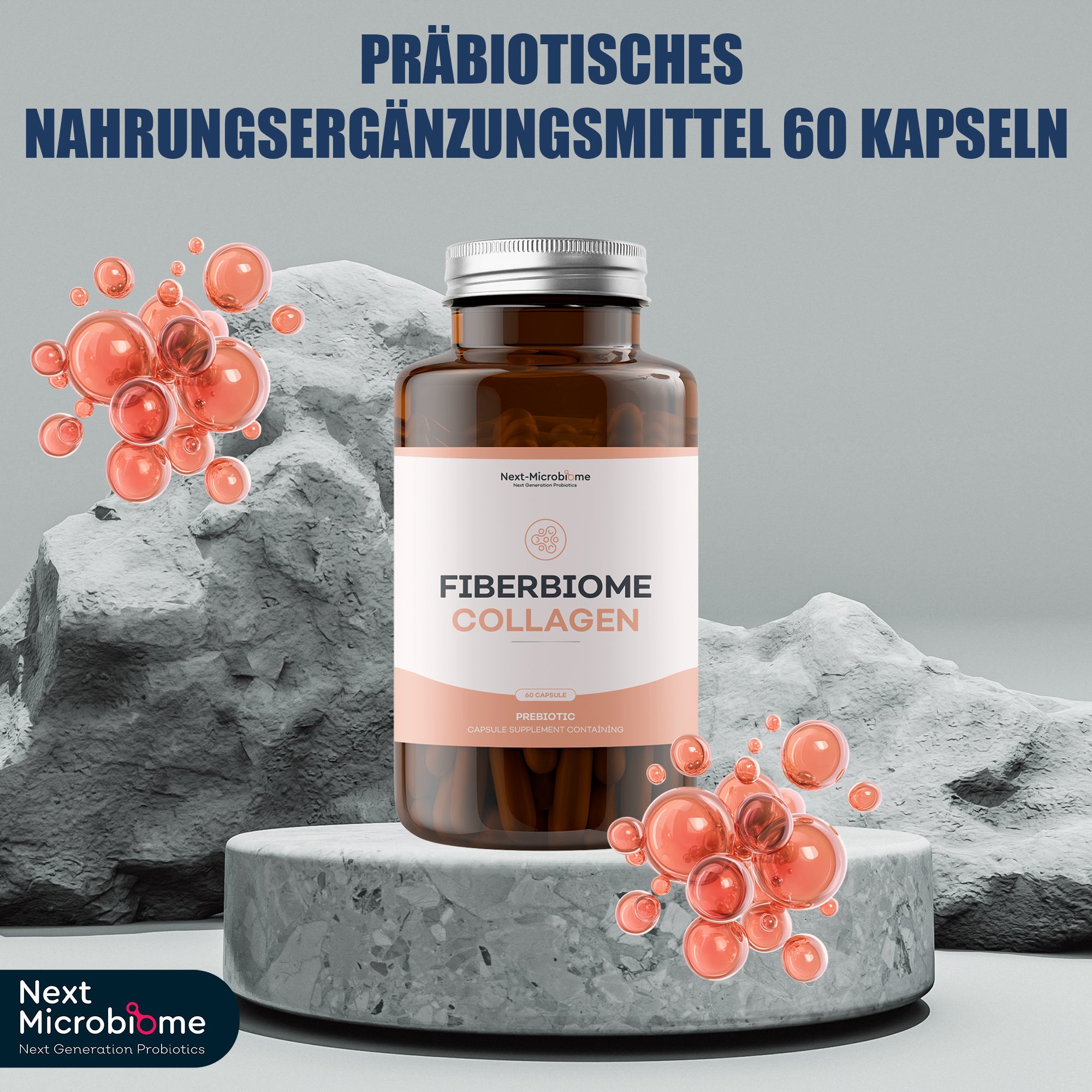 Fiberbiome-Collagen – Kollagen & Präbiotika für Darm- und Körpergesundheit, 60 Kapseln