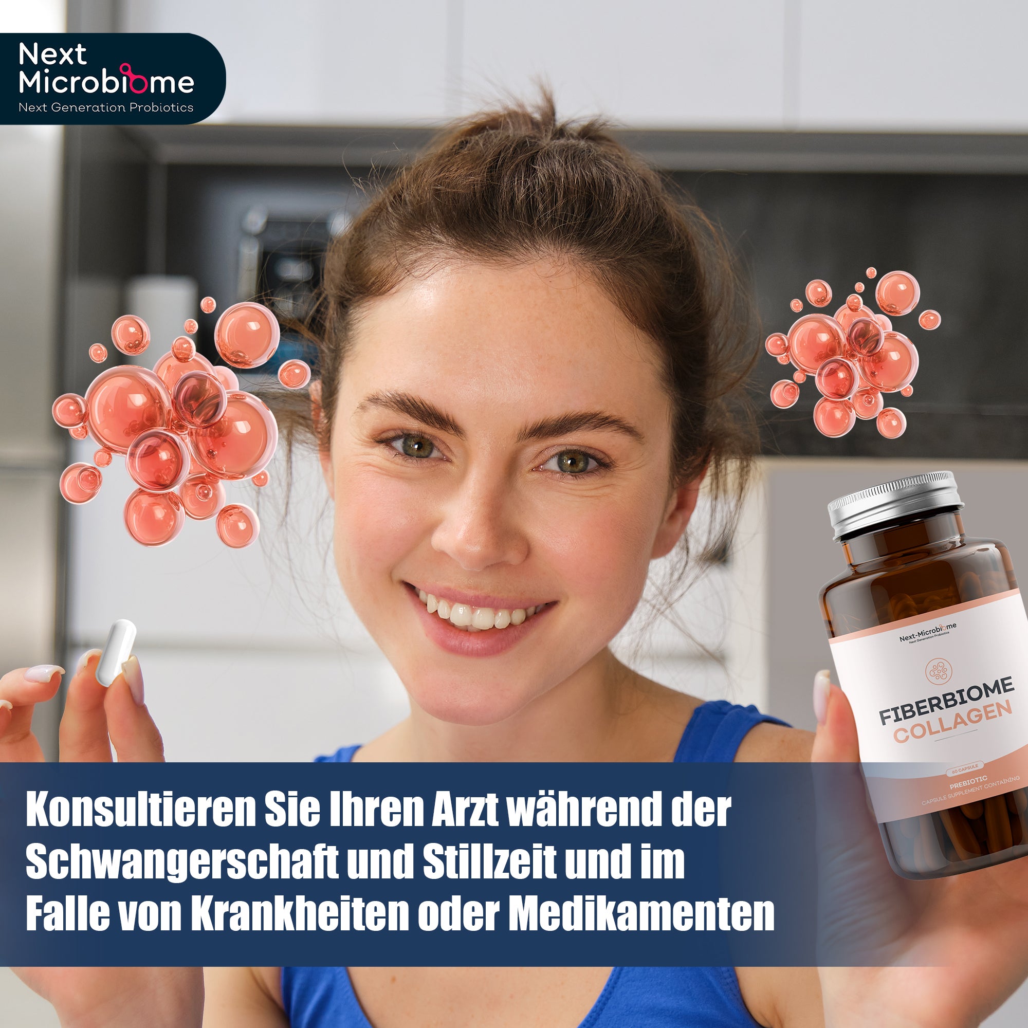 Fiberbiome-Collagen – Kollagen & Präbiotika für Darm- und Körpergesundheit, 60 Kapseln
