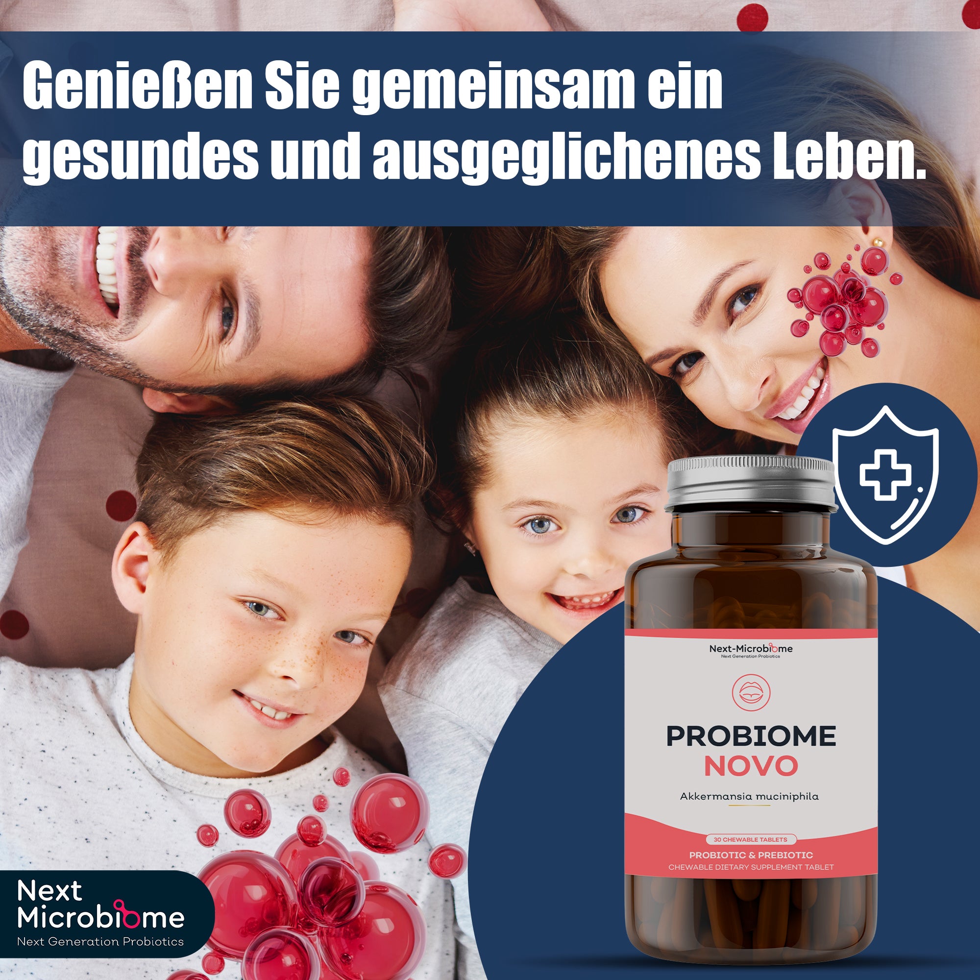 Probiome-Novo – Präbiotisches & probiotisches Nahrungsergänzungsmittel mit Akkermansia muciniphila, 60 Kautabletten für die orale Mikrobiota
